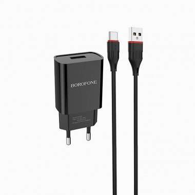 Сетевое зарядное устройство Borofone BA20A Sharp USB с кабелем Type-C (черное) — 5
